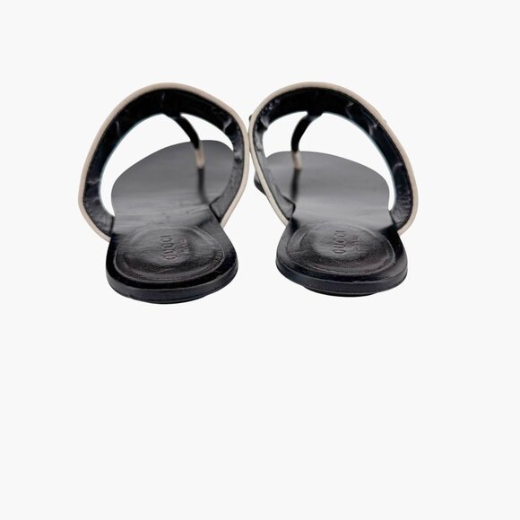 Gucci Horsebit Web Stripe Thong Flat Sandals White Flip Flop Size 38 US 8 Women - Picture 7 of 13